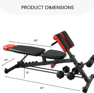 Multi-Functional FID Weight Bench for Full All-In-One Body Workout Hyper Back 48" x 20" x 62" Dimensions
