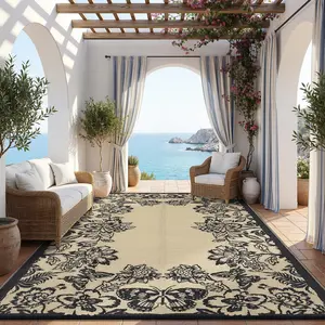 Outdoor Rugs Waterproof Reversible Mats, Large Area Plastic Straw Rug, Outside Carpet, Butterfly Floral Rv Mat for Patio Camping Picnic Backyard Deck Balcony Porch Beach Trailer,Brown