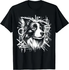 100% Cotton Unisex Border Collie Graffiti Street Art Style T-Shirt