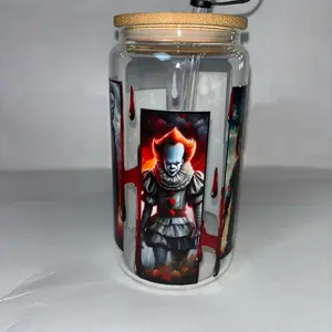 Horror Themed Homemade Glass Cup - Unique Design with Horror Theme, Ideal for Drinkware and Mug Use