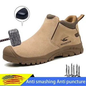 Safety Shoes Men Steel Toe Work Shoes Anti-smash Anti-puncture Indestructible Shoes Protective Boots Industrial Shoes sneakers slip and oil resistant Construction work shoes Fathersdaygift
