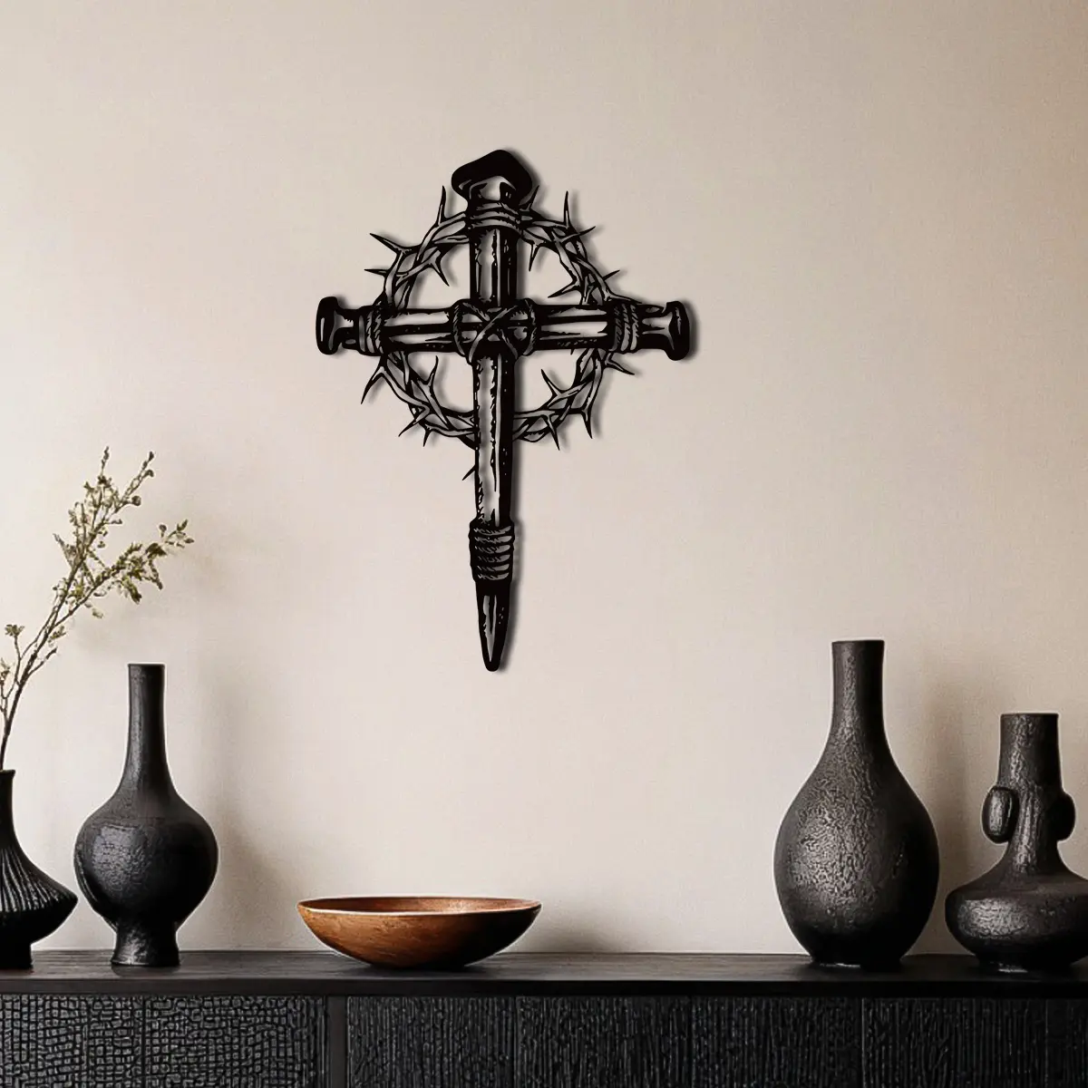 Cross Metal Wall Art - Decorative Stylish Religious Decor, Faith Decor for Home, Office, Christian Cross Graphic Hanging Gift