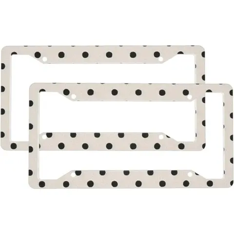 Small Black Polka Dot 2-Pack Aluminum License Plate Frames, Universal Car License Plate Holder with 4 Holes and Screws, Car Accessories