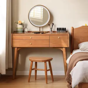 YESWOOD Vanity Desk, Cherry Wood Makeup Table for Girls, Study Desk and Vanity Set for Bedroom, Barthroom, only Vanity Desk, 31" D x 18" W x 32" H