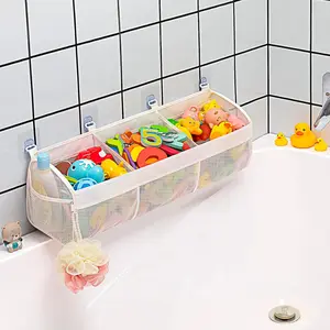 3 Compartment Bath Organizer – Large Opening Bathtub Storage Holder for Easy Access & Sorting
