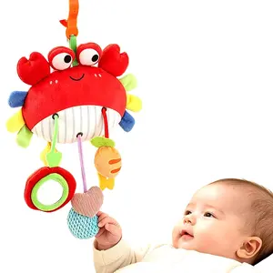 Baby Crib Soothing Doll Hanger, Newborn Crib & Stroller Dual-Use Sensory Plush Rattle, BPA-Free Teether, Educational Sleep Toy, Soft Safe Portable Gift