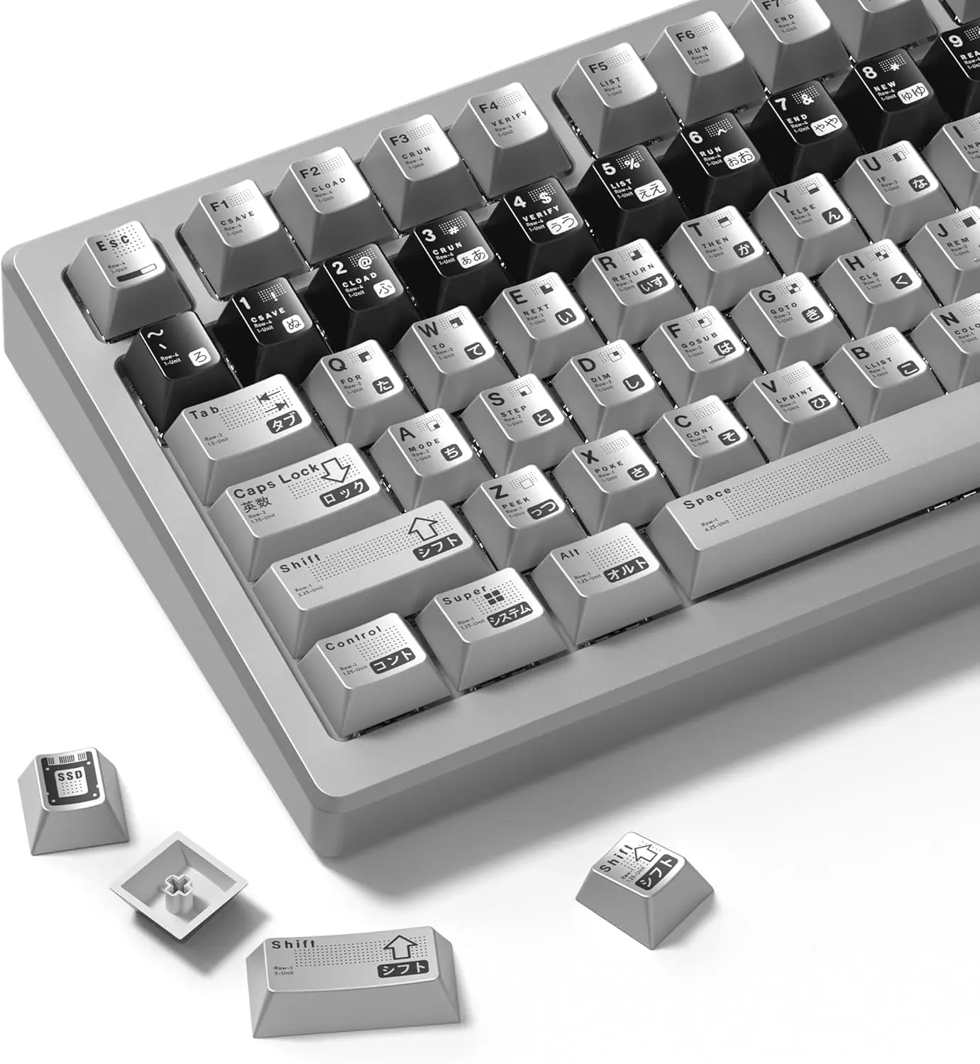 Womier PBT Keycaps with Metal Paint, Janese Style Custom Keycap Set for 61/64/66/68/75/84/87 MX Switches Mechanical Keyboards