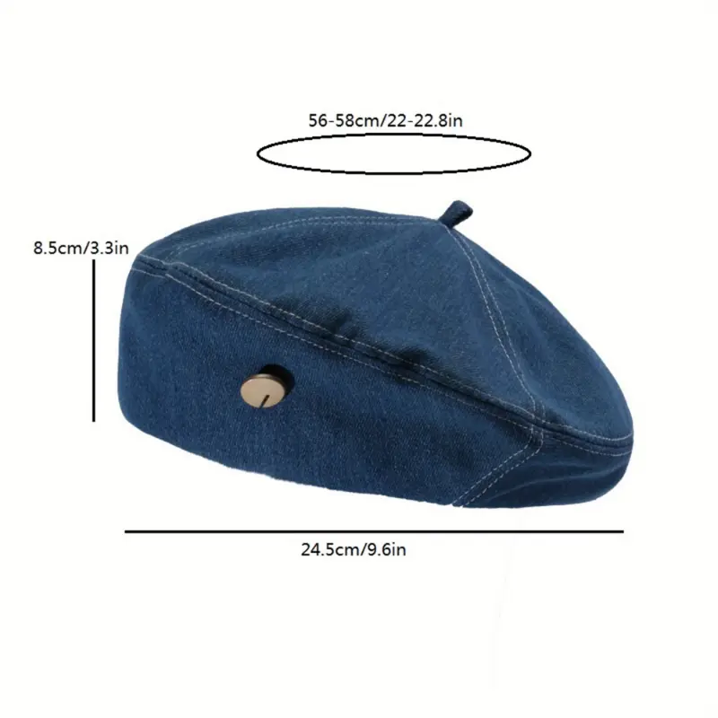 Women's French Style Beret Hat in Woven Cotton Denim, a Lightweight and Elegant Summer Fashion Accessory, French Beret