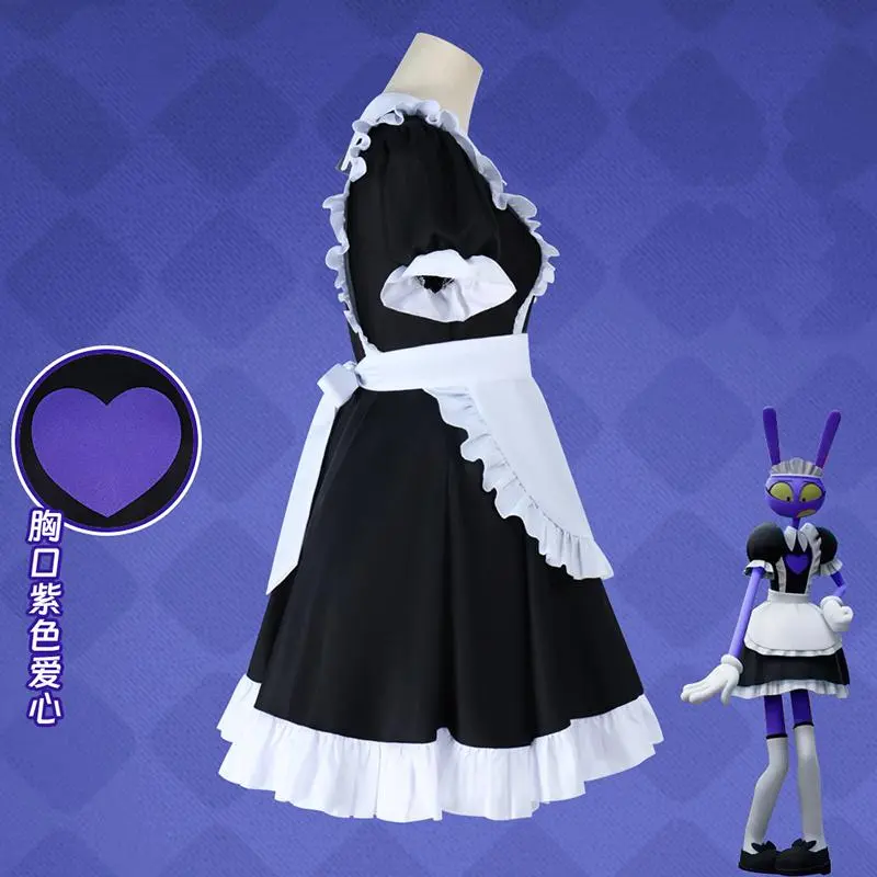 Anime Jax Maid Dress Cosplay Costume Maidservant Adult Uniform Amazing Digital Circus Role Play Halloween Party Outfit For Girls