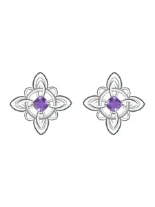 Witches Knot Purple CZ Birthstone Stud Earrings for Women, Hypoallergenic Piercing Studs for Sensitive Ears, Christmas Birthday Gifts for Wife Girlfriend Mom