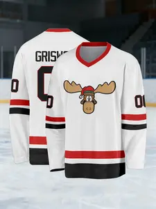 Ice hockey jersey #00 movie men's Christmas ice hockey jersey, comfortable, breathable, quick-drying, suitable for sports training wear, perfect gift choice, Athletic Sports Clothing
