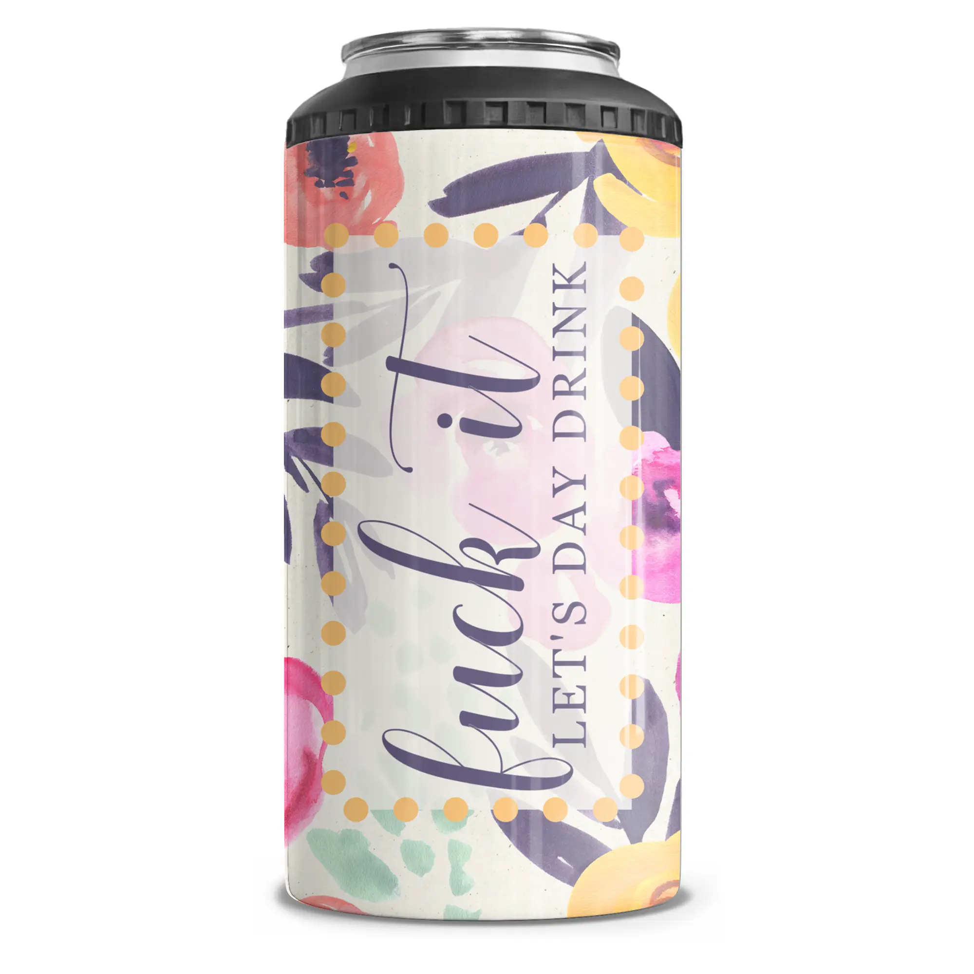 Fuck It Let's Day Drink Floral 4-in-1 Can Cooler Tumbler Combo