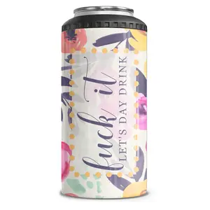 Fuck It Let's Day Drink Floral 4-in-1 Can Cooler Tumbler Combo