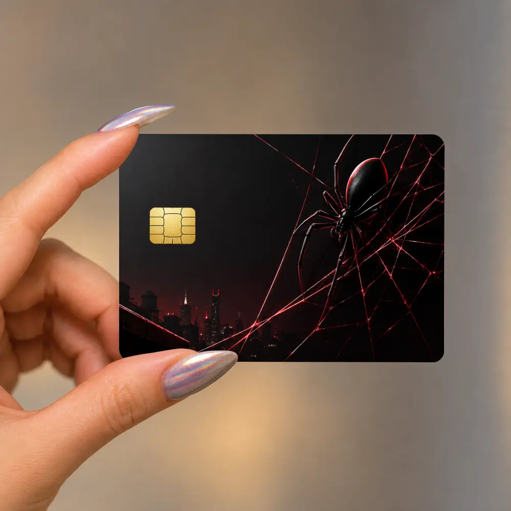 Dark Spider Debit Card Skin, Black Red Spider Web Card Sticker, Gothic Horror Credit Card Cover, Spooky Aesthetic Bank Card Decal Gift