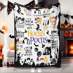 Hocus Pocus Theme Flannel Blanket, Figure Print Blanket, Soft Lightweight Warm, Perfect for Bed Sofa Office Camping Travel, Halloween Gift Idea
