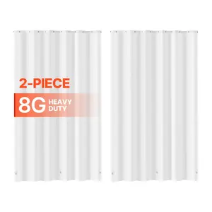 VEVOR Shower Curtain Liner, 8G Heavy-Duty PEVA Shower Liner, 2-Pack Waterproof Plastic Liners with 3 Magnets and 12 Rust-Resistant Metal Grommet, for Bathroom Showers & Bath Tubs, 72 x 72 in (White)