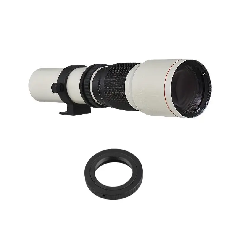 500mm F/8 Fixed Focus Lens, T-mount Optical Lens for Canon and Nikon SLR Cameras, Camera Lens for Taking Landscape, Moon and Bird Photos, Photography Equipment