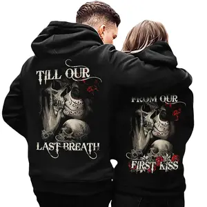 Skull And Rose Couple Hoodie, From Our First Kiss Till Our Last Breath Shirt