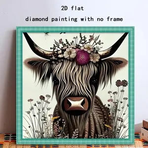 Full Drill Holland Highland Cow Diamond Painting DIY Kit, Beginner Mosaic Gem Art Decor, Creative Wall Decoration, 25x25cm Unframed, Diamond Painting Kits