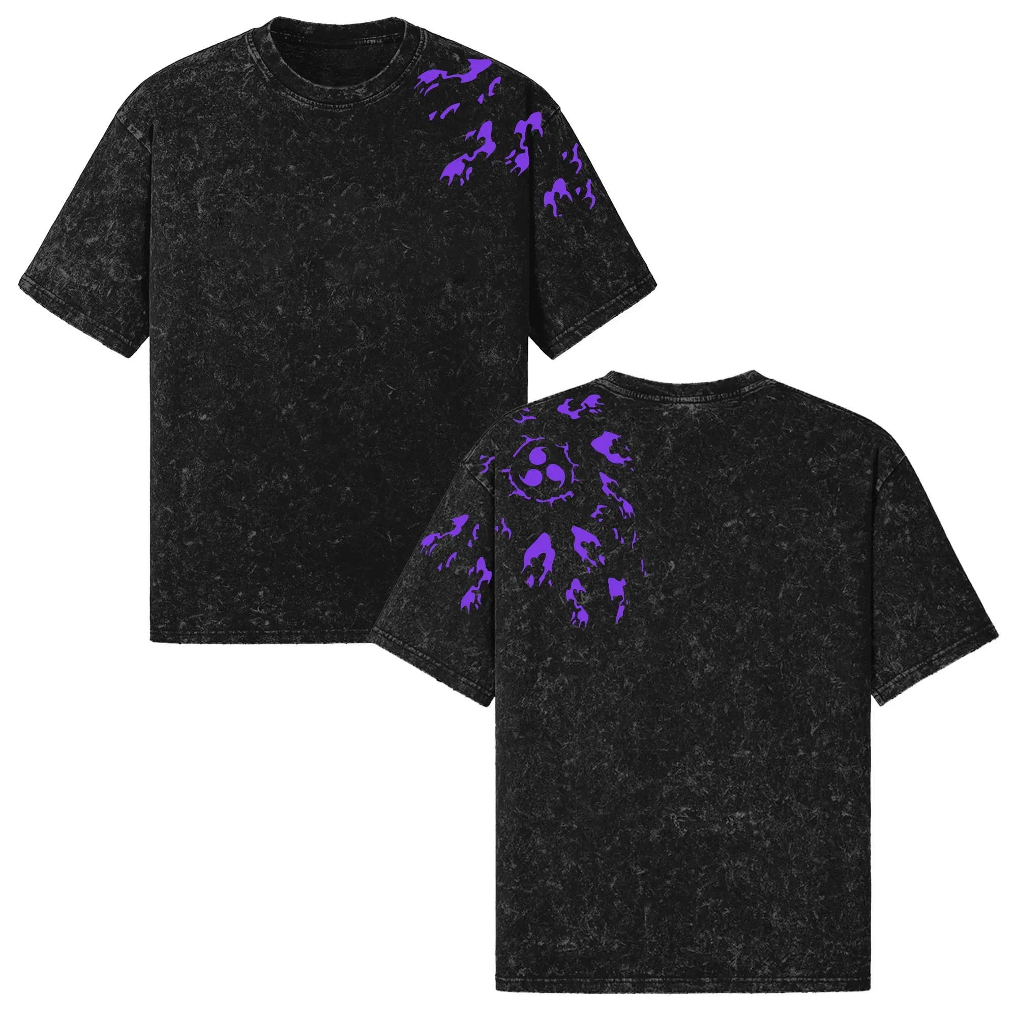 CURSE MARK PURPLE SASUKE - Naruto Retro Acid Washed Graphic T-Shirt,Heavyweight Oversized Streetwear, Vintage Manga Graphic, Sasuke Merch, Gift for Shinobi Fans