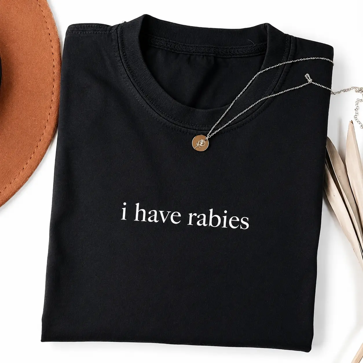 Shortsleeve Fitted Cotton Casual T-Shirt - I Have Rabies Graphic Top, Aesthetic Unhinged Humor Spirit Apparel, Radiant Sarcasm Dark Humor Heritage Shirt