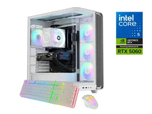 iBUYPOWER Trace Gaming PC Desktop Computer Intel Core Ultra 5 225F CPU, NVIDIA GeForce RTX 5060 8GB GPU, 16GB DDR5 RAM, 1TB NVMe SSD, Windows 11 Home, Keyboard, Mouse  White
