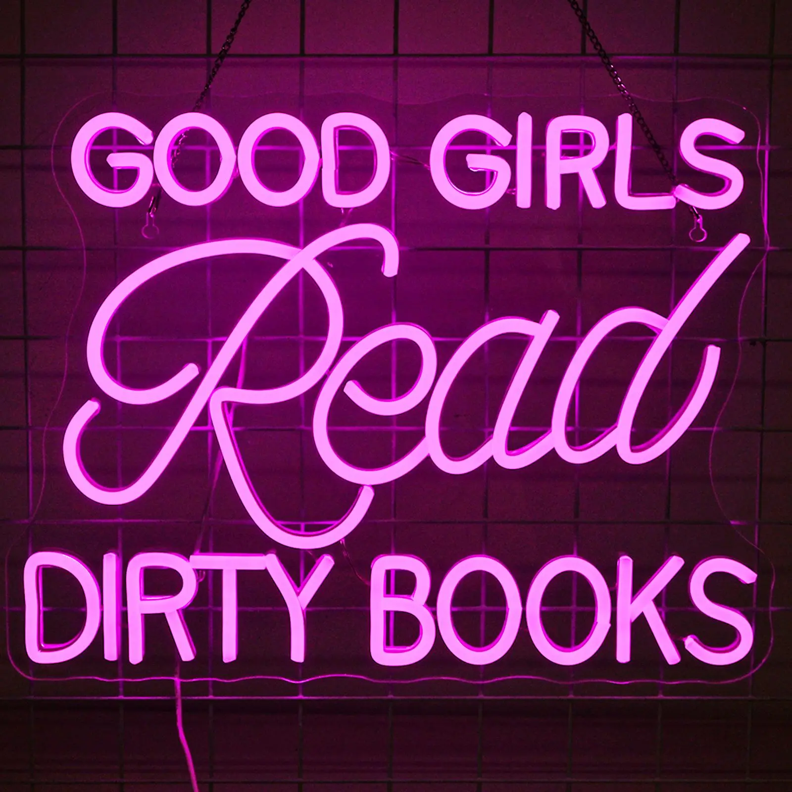 Good Girls Read Dirty Books Neon Sign, USB Powered Neon Light, Novelty LED Wall Light for Shop, Cafe, Display Window Wall Hanging, Game Room, Living Room Atmosphere Gift
