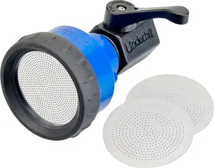 Underhill Proline Gentle Spray Shower Nozzle, Garden Water Hose Sprayer for Watering Plants and Flowers, with Plastic Valve, Includes 3 Stainless Steel Outlet Plates (450, 750 and 1000 Holes)