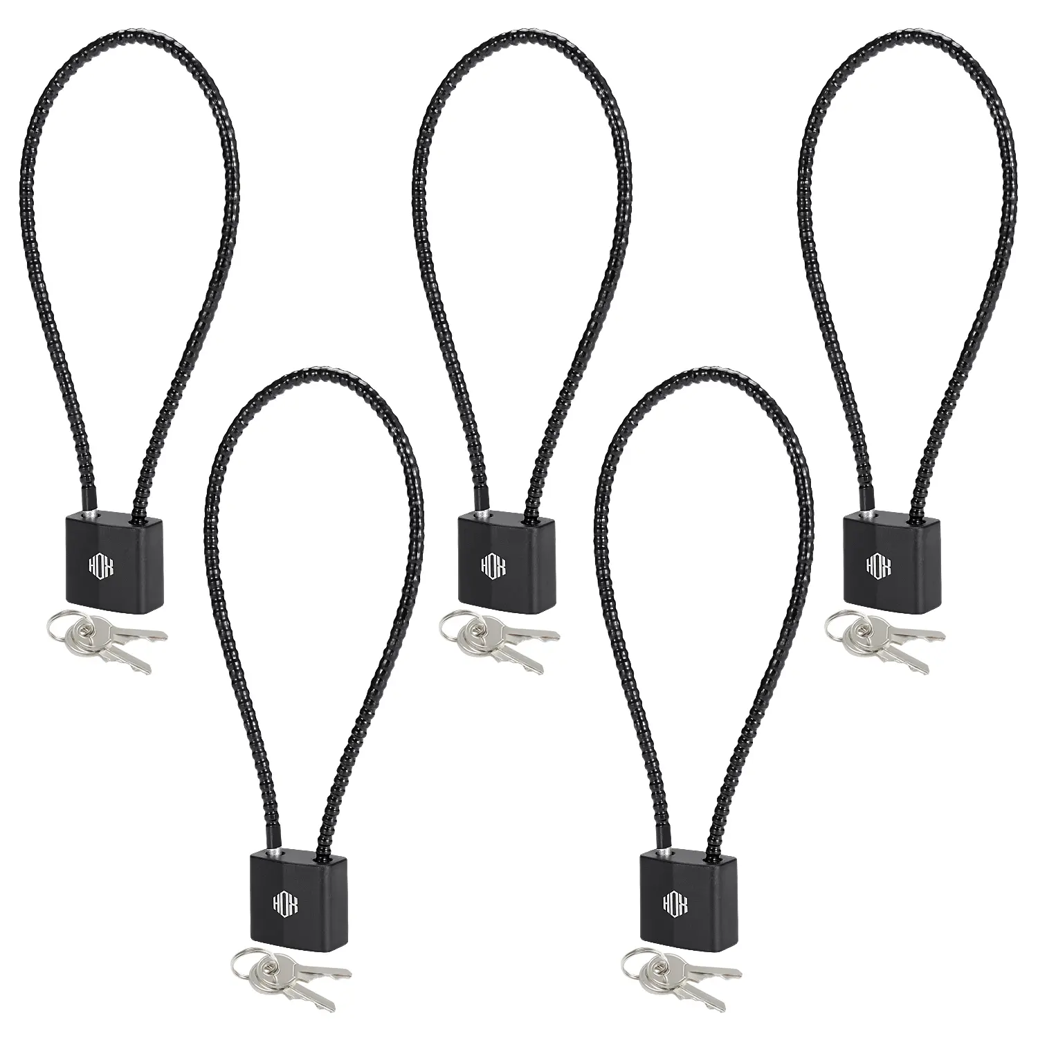 HOX 3-Pack Keyed Alike Cable Gun Locks - Heavy Duty Fixed Security Anti-Theft Padlocks, Fully Assembled for Firearm Safety, with Manufacturer Warranty, Heavy Duty Lock, Security Lock