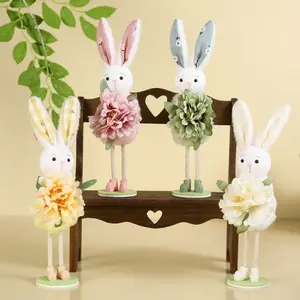 Spring New Easter Scene Decorations, Day Rabbit Plush Flower Hanging Pieces, Home Decoration, Window Display, Holiday Party Gift