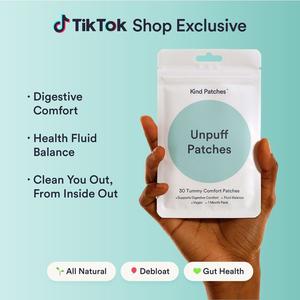 Kind Patches, Unpuff Patches, 30 Tummy Comfort Patches: Support Digestive Comfort, Fluid Balance, Vegan, 1 Month Pack