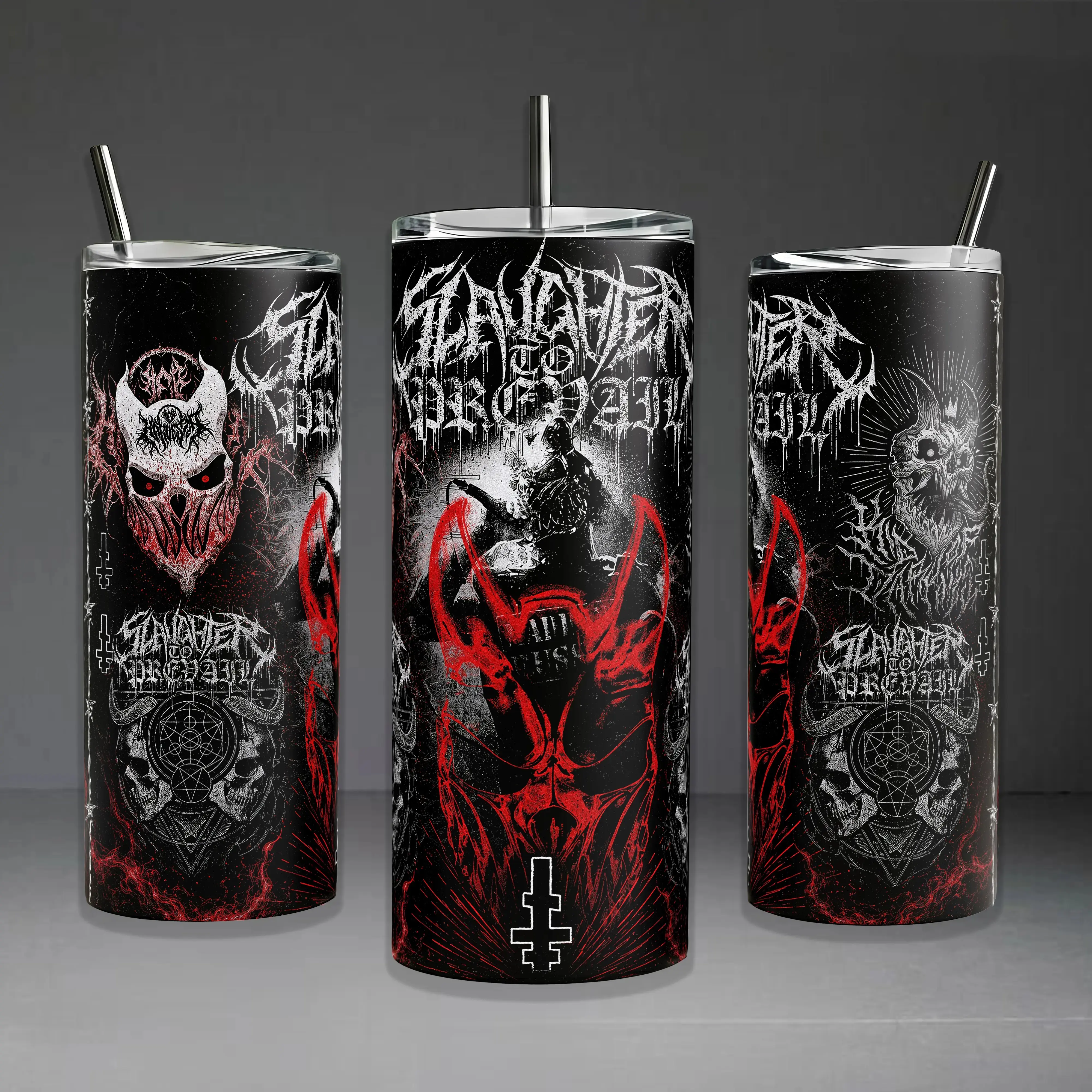 Slaughter to Prevail Insulated Portable Flask Tumbler - 20oz/40oz Travel Mug with Handle & Straw, Deathcore Band Art Cup, Heavy Metal Fan Merchandise, Ideal Gift for Music Lovers, Flasks