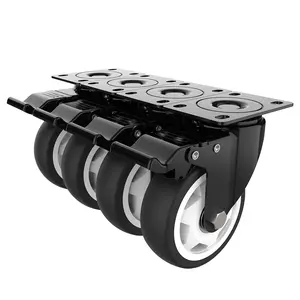 4 inch Swivel Caster Wheels with Safety Total Lock, 360  Heavy Duty Plate Casters Max Load Capacity 1200lbs (Set of 4)