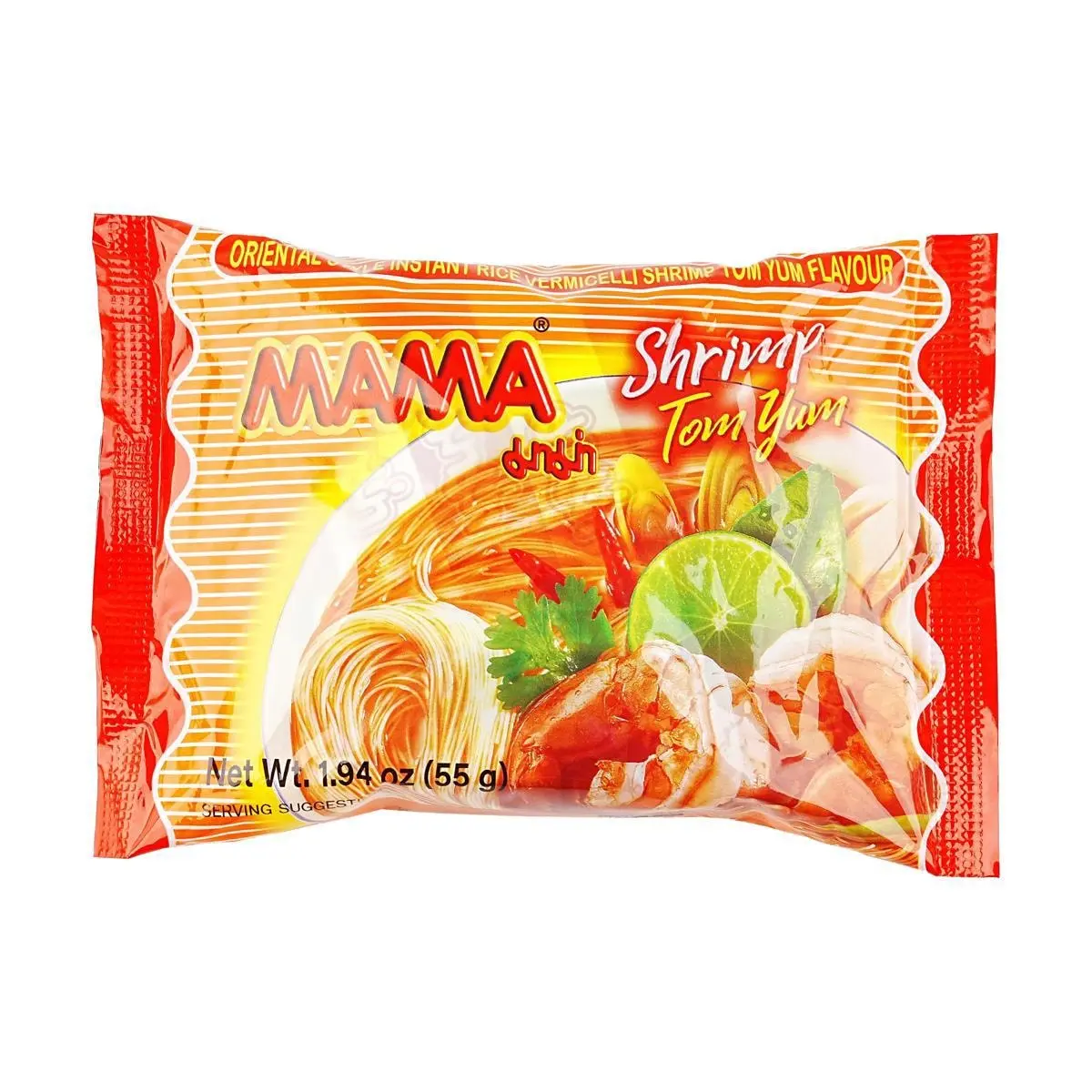 MAMA Tom Yum Kung Instant Rice Noodles 55g - Authentic Thai Flavor, Quick & Easy Meal