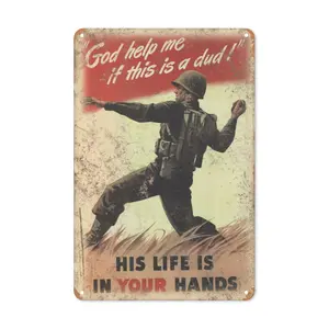 WSTKJW World War Military Poster God Help Me Metal Sign for Home Cafe Bar Garage Man Cave Bedroom Wall Decor 8x12 Inch