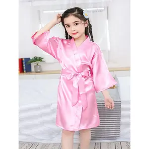 Summer Girls Pajamas Ice Silky Fiber Fabric Kimono Robe Thin Silky-like Texture Girls Casual Coats Gift Idea