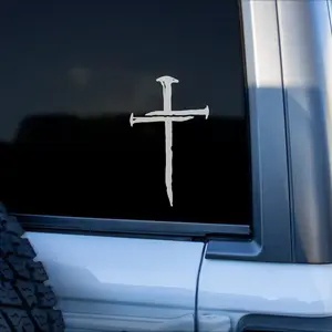 Three Nail Cross vinyl decal sticker gift for Christians. Accessories for 40oz Stanley Quench, Cars, Trucks, wall art, religious art, Jesus