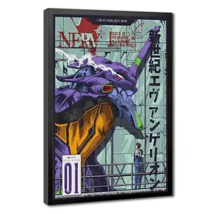 EVA Unit 01 Canvas Wall Art Cyberpunk Poster Retro Mecha Anime, High Quality Eco-Friendly Otaku Room Print, Aluminum Framed or Frameless Poster Decor For Your Room