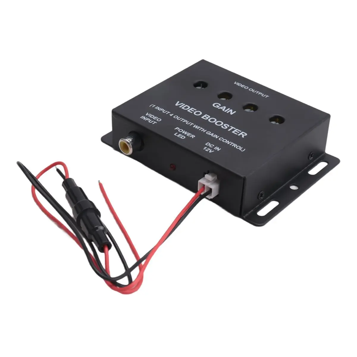 Car Video Splitter 1 to 4 AV Signal Booster Amplifier Splitter for Car CCTV TV LCD DVD Player 1 Input 4 Output