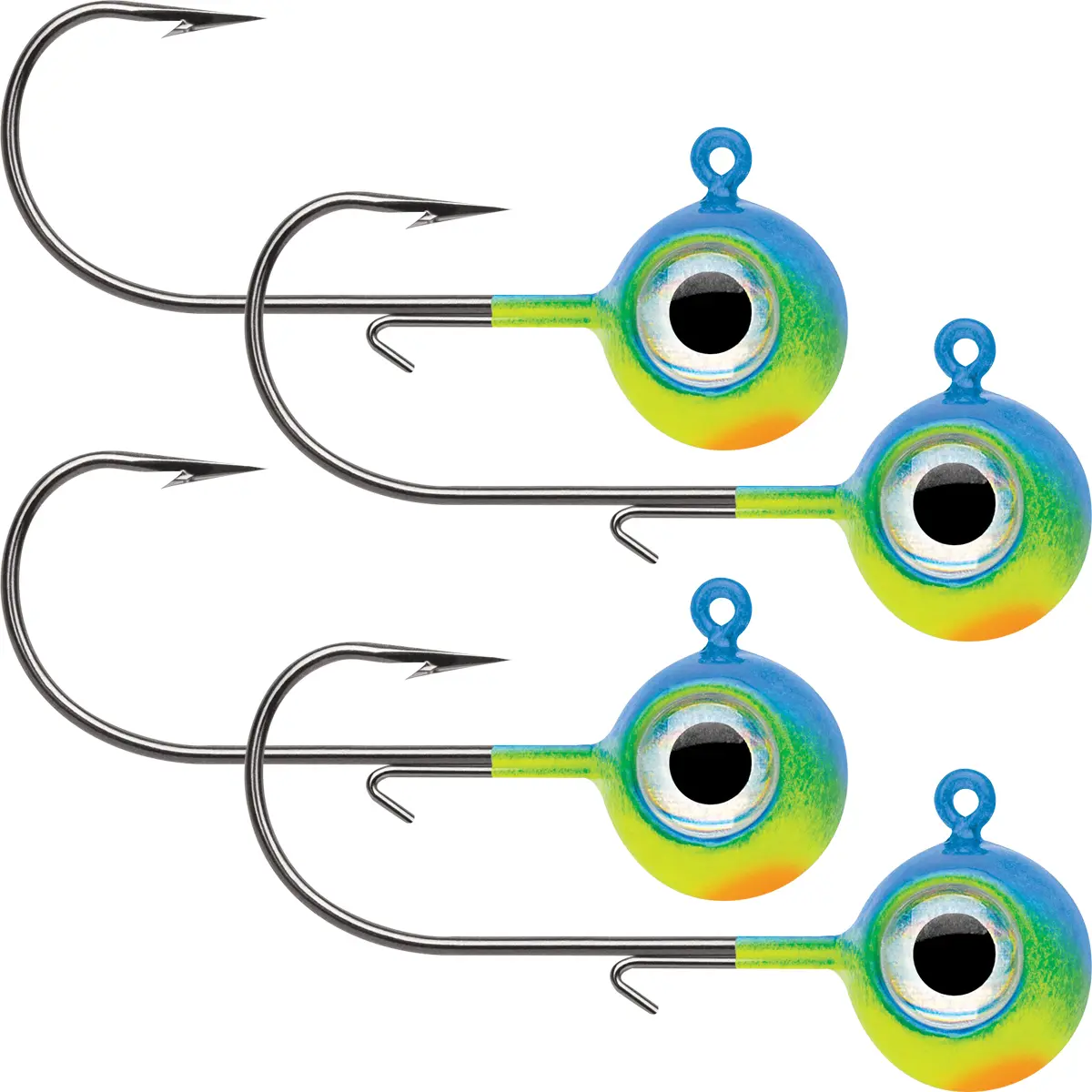 VMC Neon Moon 3D Holographic Eyes Fishing Lures - 1/4 Oz., High Carbon Steel, UV Bright Finish, Large Eye, All Water Conditions - 4-Pack Parrot Fish Lures