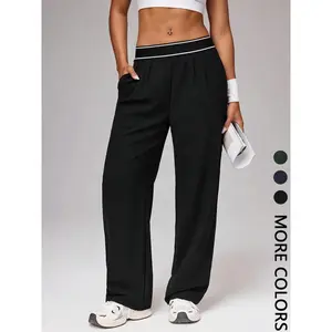Women's Sporty Pants Long Comfortable Wide Leg Design with Pockets, Ideal for Exercise, Stylish & Practical Workout Wear, Athleisure Bottoms