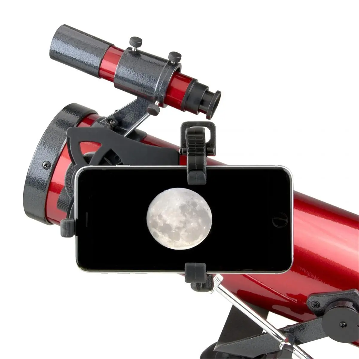 Carson 78x76mm Newtonian Reflector Astronomy Telescope, Portable Red Model with Universal Smartphone Digiscoping Adapter, Compatible with iPhone X for Constellation & Star Viewing