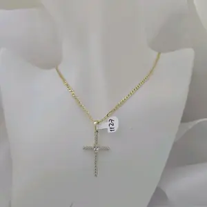 Cadena 196 Cubana Delgada with Dije 040 Gold Plated Necklace for Everyday Wear
