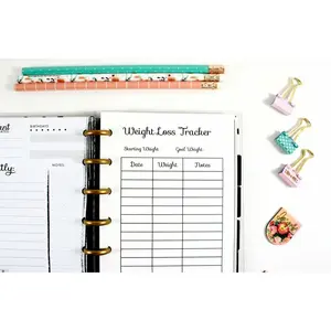 Weight Loss Tracker for the Mini Happy Planner, Fits 7-Disc Notebook, Planner Weight Loss Tracker, Pre-punched Happy Planner Inserts, Pre-punched Fitness Planner