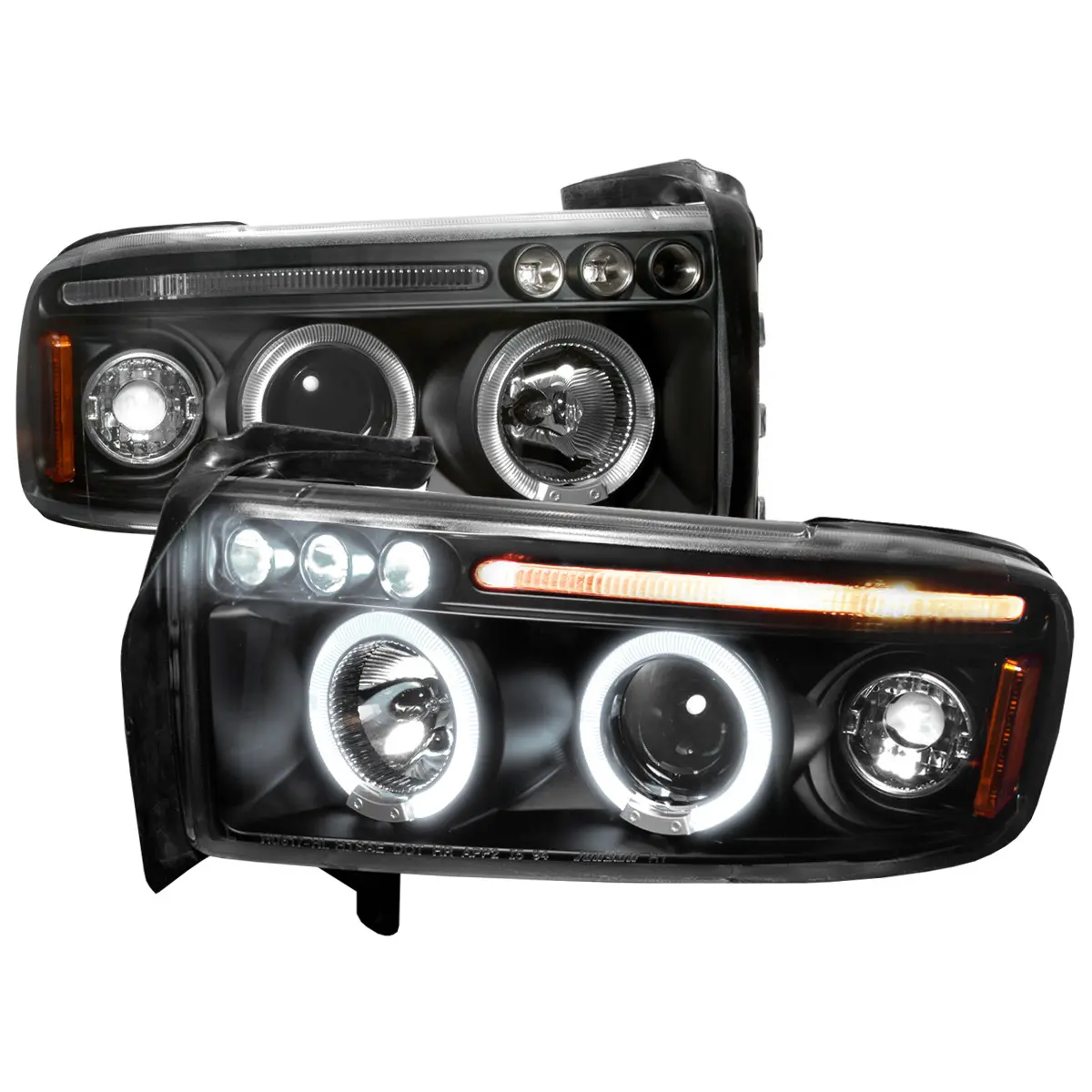 1994-2001 RAM Dual Halo Projector Headlights (Matte Black Housing/Clear Lens)