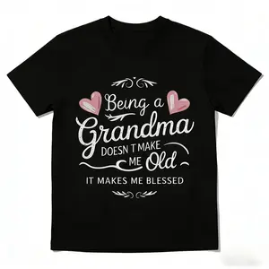 Women's Oversized Casual Short-Sleeve T-Shirt - "Being a Grandma Doesn't Make Me Old It Makes Me Blessed" Inspirational Quote with Geometric Print, Stretch Fabric, Loose Fit Round Neck, Machine Washable, All-Season Comfort, Grandma Gift