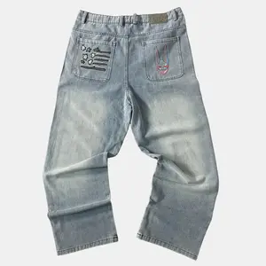 D4C Jeans JoJo's Bizarre Adventure Anime Jeans Men Casual Street Style Fashion Anime Fan Men's Jeans Mid Waist Knee Length Denim Trouser Basic Minimalist