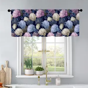 1Pc Pink and blue hydrangea flowers in spring printed kitchen curtains living room bedroom bathroom home decoration 54 * 18 inches