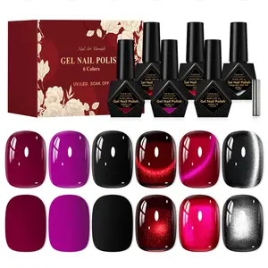 Cranberry Gel Polish Set, 7Counts/Set, Daily & Festival Nails Trends, Gel Nail Polish, Cat Eye Gel Polish, UV LED Gel Nail Lamp Curing, Easy Application, DIY Gel Nail Polish Colors, Nail Art, 3 Color Gel+3 Cat-Eye Gel+1 Magnetic Stick, Uv Light Gel