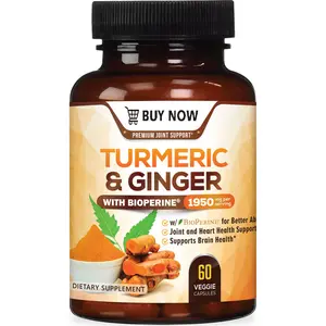 Turmeric Curcumin 95% Curcuminoids with Ginger & Black Pepper | Advanced Absorption Joint & Wellness Support | Vegan Non-GMO Formula | 60 Capsules